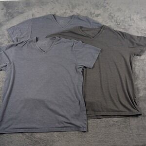 Lot Of 3 Fresh Clean Threads-Mens V Neck T Shirts-Charcoal/Blue Size XXL